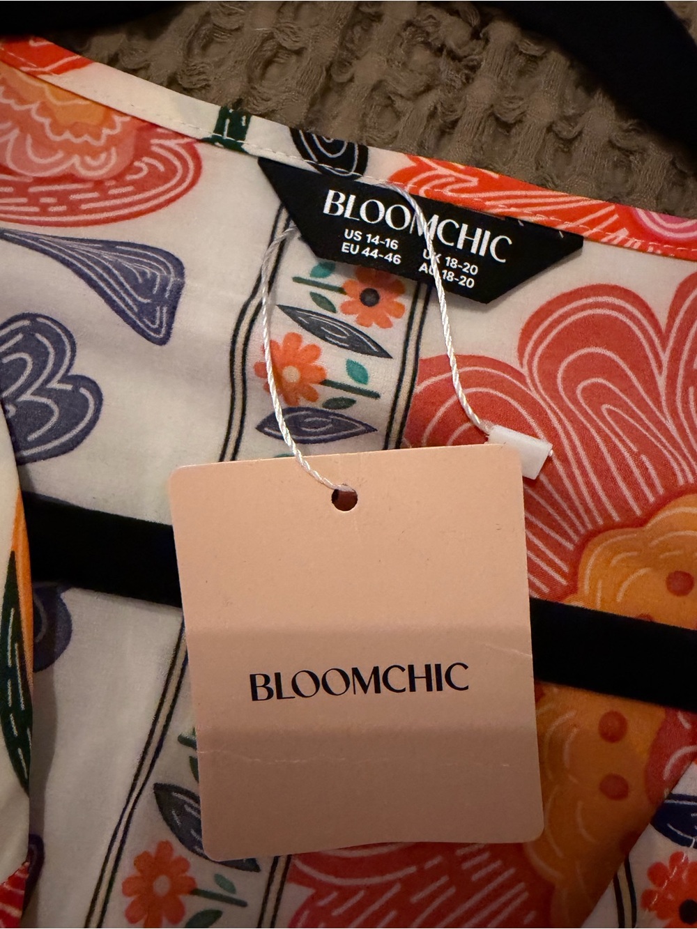 BloomChic Floral Wrap Maxi Dress - Cream with Orange, Teal & Navy Flowers - Picture 8 of 9
